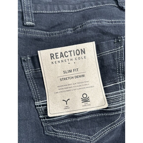 Kenneth Cole Slim Fit Reaction Jeans Mens 32 x 30 Gray Pewter Stretch Tapered - Picture 8 of 9